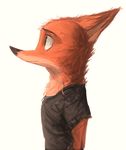  2017 anthro black_nose brown_fur canine clothed clothing disney fox fur green_eyes half-length_portrait male mammal nick_wilde orange_fur portrait shirt side_view simple_background solo sprinkah white_background white_fur zootopia 
