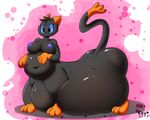  belly big_belly big_breasts big_butt blue_eyes breasts butt cat deep_navel feline female fur grey_fur hybrid mammal morbidly_obese multicolored_fur navel nipples obese open_mouth orange_fur overweight paws pumpkin_pound solo taur toony toot two_tone_fur 
