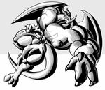  abdomen anthro big_muscles bulge digimon dragmon dragon exveemon male muscular muscular_male nipples pecs solo 