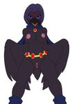  anthro avian beak bird boots breasts cape clothed clothing corvid crow feathered_wings feathers female footwear fur hood ivanks looking_at_viewer nipples nude pussy raven raven_(teen_titans) simple_background skimpy solo teen_titans toony wings 