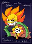  2017 absurd_res cagney_carnation crossover cuphead_(game) duo english_text flora_fauna flower flowey_the_flower hi_res male neonkalistar not_furry plant pointy_nose signature smile spikes teeth text toony undertale video_games vines 
