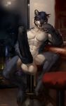  2017 abs anthro aolun_(character) balls big_balls black_fur chunie city cityscape detailed_background digital_media_(artwork) erection fangs feet feline fur grey_fur hair hi_res hindpaw holding_penis huge_balls humanoid_feet humanoid_penis inside looking_at_viewer male mammal multicolored_fur muscular navel night nude orange_eyes paws pecs penis plantigrade presenting presenting_penis saber-toothed_cat sabertooth_(feature) seductive sitting smile solo stripes toes uncut vein veiny_penis white_fur window 