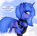  2017 anus blue_hair book butt clothing cutie_mark dialogue english_text equine feathered_wings feathers female feral friendship_is_magic hair hi_res horn mammal my_little_pony open_mouth princess_luna_(mlp) pussy pussy_juice solo text twiren winged_unicorn wings 