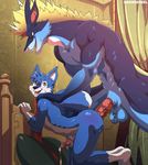  2017 all_fours amber_eyes anal anal_penetration animated anthro anthro_on_anthro balls bed bedroom bent_over big_dom_small_sub blue_fur blue_hair bubble_butt butt canine cel_shading cum cum_drip deep_penetration detailed_background dex_(duelyst) digital_media_(artwork) doggystyle dragon dripping duelyst duo erection from_behind_position fur hair hand_on_shoulder happy happy_sex kneeling large_penetration larger_male looking_back male male/male mammal masturbation naughty_face no_sound nude open_mouth orange-peel orgasm penetration penile_masturbation penis plantigrade precum scalie sex side_view size_difference smaller_male smile smirk teryx_commodore thick_thighs 