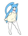  2017 alpha_channel animal_humanoid animated bell_collar blue_hair booty_shake breasts cat_humanoid clothing collar feline female hair humanoid legwear mammal simple_background solo thigh_highs transparent_background zedrin 