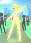  being_watched crowd exhibitionism female group humanoid lux_(nekuzx) nekuzx nipples novakid nude public public_nudity pussy solo_focus starbound video_games 