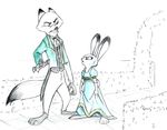  2017 anthro canine clothing disney duo female fox fur hi_res judy_hopps ky-jane lagomorph male mammal nick_wilde rabbit simple_background toony white_background zootopia 