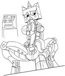  anthro black_and_white breasts butt cat equine eyelashes feline horn hybrid improvised_sex_toy internal lego looking_back mammal monochrome open_mouth penetration redout solo the_lego_movie unicorn unikitty vaginal vaginal_penetration 