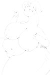  2017 4_fingers anthro areola big_breasts breasts eating female food goo goodra hand_on_breast hi_res huge_breasts inverted_nipples navel nintendo nipples non-mammal_breasts nude nyctoph_(artist) overweight overweight_female pok&eacute;mon pok&eacute;mon_(species) puffy_areola pussy simple_background sitting slime solo thick_thighs video_games white_background wide_hips 