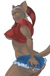  anthro breasts butt clothed clothing feline female hi_res looking_at_viewer mammal open_mouth smile solo standing tweedabop under_boob 