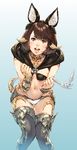  :d animal_ears ass_visible_through_thighs au_ra bikini blue_eyes blush boots breasts brown_hair capelet dragon_girl dragon_horns dragon_tail fake_animal_ears final_fantasy final_fantasy_xiv hairband highres horns leaning_forward lips looking_at_viewer makimura_shunsuke navel open_mouth scales short_hair small_breasts smile solo swimsuit tail teeth thigh_boots thigh_gap thighhighs tongue 