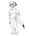  anthro associated_student_bodies bulge clothing eyewear glasses jaycob(artist) male mammal mustelid otter pants shirt simple_background solo timothy_montgomery white_background 