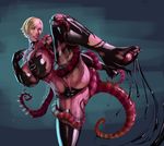  aka6 big_breasts blonde_hair breasts cephalopod duo female hair human ink mammal marine nipple_piercing nipples octopus piercing pussy short_hair tentacles 