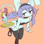  artist_request bunnysuit cat fake_animal_ears furry handband ice_cream long_hair purple_hair yellow_eyes 