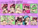  ? aori_(splatoon) artist_name bare_shoulders baseball_cap black_hair blush blush_stickers chart closed_eyes commentary cousins domino_mask earrings eating english expression_chart eyebrows eyewear_on_head fan food french_fries gloves green_hair hair_ornament happy hat holding_hands hotaru_(splatoon) interlocked_fingers jewelry looking_at_viewer mask mirror mole mole_under_eye multiple_girls one_eye_closed open_mouth pointy_ears shy smile splatoon_(series) splatoon_1 sweatdrop tears tentacles text_focus thick_eyebrows thought_bubble white_gloves wong_ying_chee yellow_eyes 