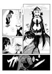  anchor_symbol azur_lane bangs belt bird blush bowing breasts closed_mouth coat collared_shirt comic commentary crossover eagle enterprise_(azur_lane) eyebrows_visible_through_hair greyscale hair_between_eyes hair_ribbon hakama hat highres houshou_(kantai_collection) imagawa_akira japanese_clothes kantai_collection kimono large_breasts long_hair military_hat miniskirt monochrome multiple_girls necktie peaked_cap pleated_skirt ponytail ribbon sandals shirt skirt smile speech_bubble swept_bangs tasuki thighhighs translated walking zettai_ryouiki 