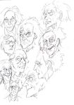  :d back_to_the_future bandaid bandaid_on_forehead closed_mouth commentary emmett_brown expressions goggles goggles_on_head grin highres looking_at_viewer male_focus murata_yuusuke old_man open_mouth profile scan sketch smile 