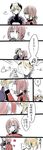  artoria_pendragon_(all) artoria_pendragon_(lancer_alter) black_ribbon blonde_hair blush bottle braid brown_hair closed_eyes comic directional_arrow eating fate/apocrypha fate/grand_order fate_(series) florence_nightingale_(fate/grand_order) gauntlets hair_ribbon heart highres kiss mordred_(fate) mordred_(fate)_(all) multiple_girls open_mouth ribbon single_braid spray_bottle spraying tongue tongue_out translated upper_body white_background yoichi_(umagoya) yuri 