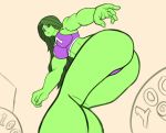  ass green_hair green_skin looking_at_viewer marvel muscular_woman she-hulk strong_woman 