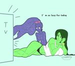  green_hair green_skin marvel muscular_woman she-hulk singularity strong_woman 