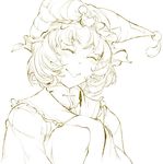  bad_id bad_twitter_id blush closed_eyes commentary_request eyebrows_visible_through_hair frilled_shirt_collar frills hands_in_opposite_sleeves hands_together hands_up hat hiyuu_(flying_bear) long_sleeves pillow_hat short_hair sketch smile solo tabard tongue tongue_out touhou upper_body yakumo_ran 