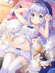  :o alarm_clock angora_rabbit animal anko_(gochiusa) bangs bare_arms bare_shoulders bed beret bloomers bloomers_pull blue_bow blue_eyes blue_hair blue_hat blush bow breasts bunny carrot checkerboard_cookie chestnut_mouth clock commentary cookie crown cup day english_commentary eyebrows_visible_through_hair feet_out_of_frame food frills gochuumon_wa_usagi_desu_ka? hair_between_eyes hair_ornament hand_behind_head hands_up hat hitsukuya in_container in_cup indoors kafuu_chino legs_together long_hair looking_at_viewer lying on_back on_bed pajamas parted_lips pillow small_breasts stuffed_animal stuffed_bunny stuffed_toy thighhighs tippy_(gochiusa) too_many too_many_bunnies tray underwear very_long_hair white_bloomers white_legwear wild_geese x_hair_ornament 