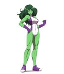  1girl green_hair green_skin marvel muscular_woman she-hulk strong_woman 