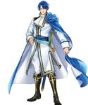  belt black_footwear blue_cape blue_eyes blue_hair boots cape coat cravat detached_sleeves fire_emblem fire_emblem:_seisen_no_keifu fire_emblem_heroes full_body highres holding holding_cape ipev knee_boots long_sleeves looking_at_viewer male_focus official_art pants sheath sigurd_(fire_emblem) solo standing sword transparent_background tyrfing_(fire_emblem) weapon white_coat 