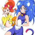  animal_ears arisugawa_himari bell blue_bodysuit blue_eyes blue_hair bodysuit bow brown_eyes clenched_teeth cure_custard cure_gelato doraemon extra_ears gloves hair_bow kirakira_precure_a_la_mode leotard lion_ears lion_tail long_hair looking_at_viewer multiple_girls nakahira_guy open_mouth orange_hair pink_bow ponytail precure simple_background smile squirrel_ears squirrel_tail tail tategami_aoi teeth thighhighs white_background white_gloves yellow_bodysuit yellow_legwear 