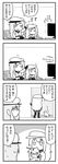  :d carrying cat coat comic commentary couch flat_cap gangut_(kantai_collection) greyscale hat hibiki_(kantai_collection) highres kantai_collection long_sleeves military military_hat military_uniform monochrome multiple_girls open_mouth pale_face peaked_cap petting pon_(0737) school_uniform sitting smile sweatdrop television thighhighs translated trembling uniform verniy_(kantai_collection) 