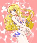  am9mnt blonde_hair blue_eyes blush breasts choker cutie_honey exploding_clothes hairband heart kisaragi_honey large_breasts long_hair magical_girl nude open_mouth pink_background solo very_long_hair 