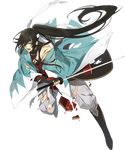  black_hair blood blue_eyes boots full_body haori headband injury izumi-no-kami_kanesada japanese_clothes katana kiwame_(touken_ranbu) knee_boots male_focus official_art open_mouth ponytail shinsengumi shiramine_(srmn09) sword torn_clothes touken_ranbu transparent_background weapon 