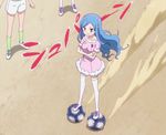  1girl blue_hair blush female himouto!_umaru-chan screencap solo_focus stitched tachibana_sylphynford thighhighs uniform white_legwear 