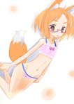  10s 1girl :o animal_ears bra brown_eyes child collarbone dog_ears dog_tail dorasan female glasses highres lingerie open_mouth orange_hair precure shirabe_ako short_hair solo suite_precure tail under-rim_glasses underwear underwear_only 