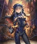  artist_request bodysuit bound cathedral chain church closed_eyes cygames faceless faceless_male grey_hair grin habit impossible_clothes multiple_boys official_art scared shadowverse shingeki_no_bahamut sister_of_punishment smile 