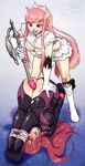  ass ball_gag bdsm bondage bound breasts brown_eyes cuffs dildo fate/grand_order fate_(series) femdom gag gagged highres holding_whip large_breasts long_hair medb_(fate)_(all) medb_(fate/grand_order) medium_breasts multiple_girls my_pet_tentacle_monster pink_hair pussy red_eyes red_hair scathach_(fate)_(all) scathach_(fate/grand_order) smile uncensored whip yuri 
