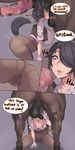  1girl bestiality black_hair breasts comic english german glasses horse huge_breasts huge_penis metal_owl_(aden12) penis sucking_testicles 