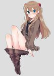  :o bare_legs black_neckwear blue_eyes blush brown_hair brown_legwear brown_sailor_collar brown_shirt brown_skirt eyebrows_visible_through_hair full_body grey_background hair_between_eyes headgear ikeuchi_tanuma long_hair long_sleeves looking_at_viewer necktie neon_genesis_evangelion neon_genesis_evangelion_gakuen_datenroku no_shoes panties pantyhose pantyhose_pull pantyshot pantyshot_(sitting) parted_lips pulled_by_self sailor_collar school_uniform serafuku shirt simple_background sitting skirt solo souryuu_asuka_langley striped striped_panties sweatdrop underwear undressing white_panties 