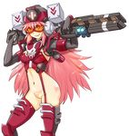  &gt;:) arm_up black_gloves bottomless breasts closed_mouth contrapposto covered_nipples cowboy_shot ear_protection elbow_gloves eyebrows_visible_through_hair gloves goggles grin groin heart_tattoo helmet hmage holding holding_weapon long_hair looking_at_viewer medium_breasts navel northstar_(titanfall) pink_hair pubic_tattoo pussy railgun red-framed_eyewear sidelocks skin_tight skull_print smile smug solo standing stomach tattoo thighhighs titanfall titanfall_2 transparent_background uncensored v-shaped_eyebrows very_long_hair weapon yellow_eyes 