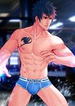  1boy black_hair bulge fairy_tail gray_fullbuster male_focus maorenc muscle nipples tattoo underwear 