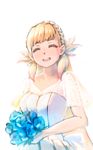  blonde_hair blush bouquet braid breasts closed_eyes dress fire_emblem fire_emblem_heroes flower large_breasts long_hair open_mouth reiesu_(reis) sharena simple_background smile solo veil wedding_dress white_background 