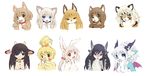  10girls bird black_hair blonde_hair blue_eyes brown_eyes brown_hair cat cow dog dragon fox furry green_eyes long_hair open_mouth orange_eyes orange_hair rabbit raccoon red_eyes tashiro_yuu tongue white_hair 