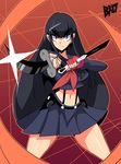  1girl bigdead93 black_hair highres kill_la_kill kiryuuin_satsuki long_hair skirt solo sword weapon 
