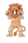  :o animal_costume black_hair chestnut_mouth flower full_body highres hikimayu lion_costume looking_at_viewer makaria official_art princess_principal princess_principal_game_of_mission solo standing toudou_chise transparent_background v-shaped_eyebrows 