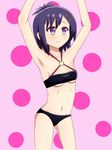  1girl black_bra black_hair black_panties blush bra gabriel_dropout navel panties purple_eyes shiun_(masyumaropehon) solo tsukinose_vignette_april underwear 