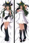  animal_ears anubis_(monster_girl_encyclopedia) bangs bare_shoulders bed_sheet blush choker closed_mouth commission dakimakura dark_green_hair dark_skin dress eyebrows_visible_through_hair full_body fur green_eyes green_hair hair_ornament hand_up long_hair looking_at_viewer looking_back lying monster_girl monster_girl_encyclopedia multiple_views nightgown on_back on_bed on_stomach paws smile snake_hair_ornament tail tilt-shift white_dress wolf_ears wolf_tail yellow_neckwear 