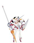  android clenched_hand darling_in_the_franxx full_body lance mecha no_humans official_art pink_eyes polearm solo strelizia transparent_background weapon 