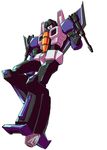  1boy 80s cannon decepticon full_body highres machine machinery mecha newsakisor no_humans oldschool red_eyes robot skywarp smile solo t transformers weapon 