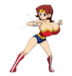 1girl audrey_page breasts bursting_breasts cleavage clothed colored cosplay crossover golden_girl hetero huge_breasts the_developing_adventures_of_golden_girl uncensored wonder_woman 