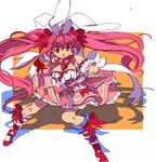  :o absurdres animal_ears arm_garter bangs bow breasts bunny_ears di_gi_charat edoya_inuhachi full_body gloves hair_bow highres large_breasts legs_apart long_hair looking_away magical_girl open_mouth pink_eyes pink_hair red_bow red_footwear red_ribbon ribbon shadow solo standing twintails usada_hikaru v-shaped_eyebrows very_long_hair white_gloves white_legwear 